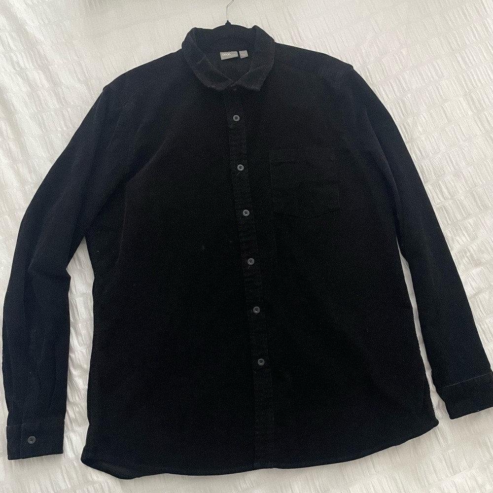 ASOS Black Corduroy Button Down Shirt